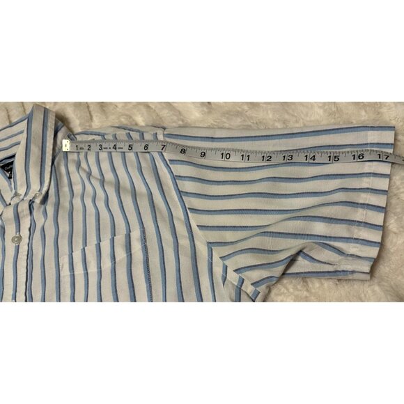 Men's Croft & Barrow Striped Button-Down White Dress Shirt Cotton Blend Size L - Picture 9 of 16